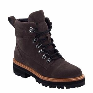 ✨NEW✨ MARC FISHER Inka Suede Hiking Boot in Dark Gray Brown Sz 7.5M
